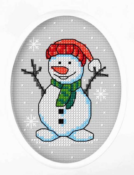 Snowman Cross Stitch Christmas Card Kit, Orchidea ORC6286