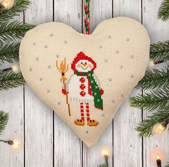 Snowman Heart Hanging Ornament Cross Stitch Kit, Anchor AKE0009\0002