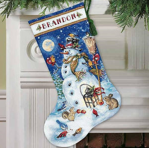 Snowman and Friends Christmas Stocking Cross Stitch Kit, Dimensions D70-08839