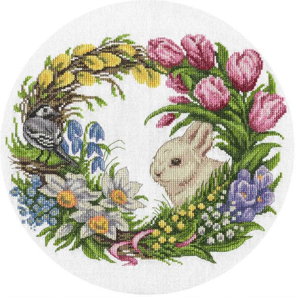 Spring Wreath Cross Stitch Kit, Panna PS-1787