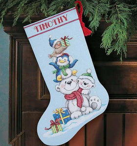 Stack of Critters Christmas Stocking Cross Stitch Kit, Dimensions D70-08840
