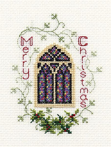 Stained Glass Window Cross Stitch Christmas Card Kit, Derwentwater Designs
