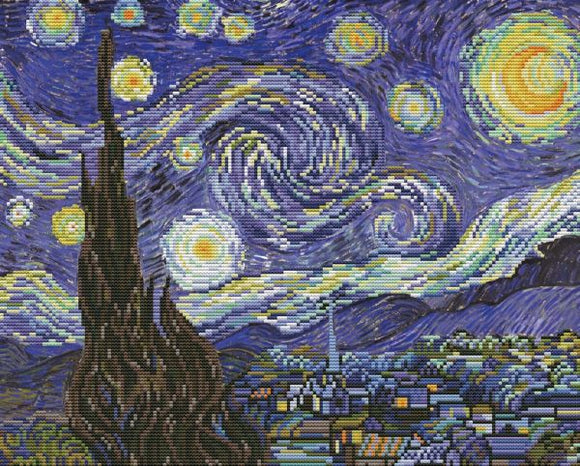 Starry Night PRINTED Cross Stitch Kit, Van Gogh, Needleart World N650-040