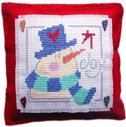 Snowman Joy Mini Cushion Cross Stitch Kit, Stitching Shed