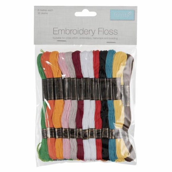 Stranded Cotton Embroidery Thread Pack of 36 -Trimits BRIGHTS Set