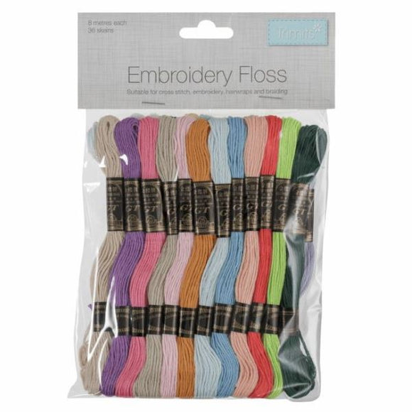 Stranded Cotton Embroidery Thread Pack of 36 -Trimits PASTELS Set