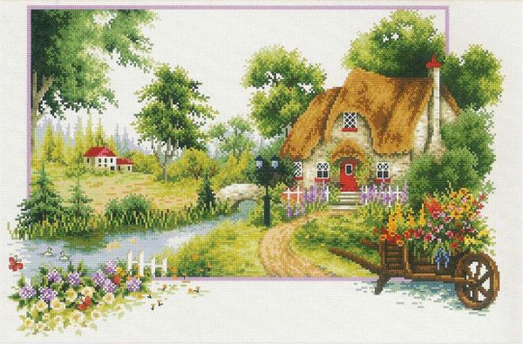 Summer Cottage NO-COUNT Printed Cross Stitch Kit N640-046