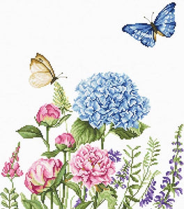 Summer Flowers with Butterflies Cross Stitch Kit, Luca-s B2360