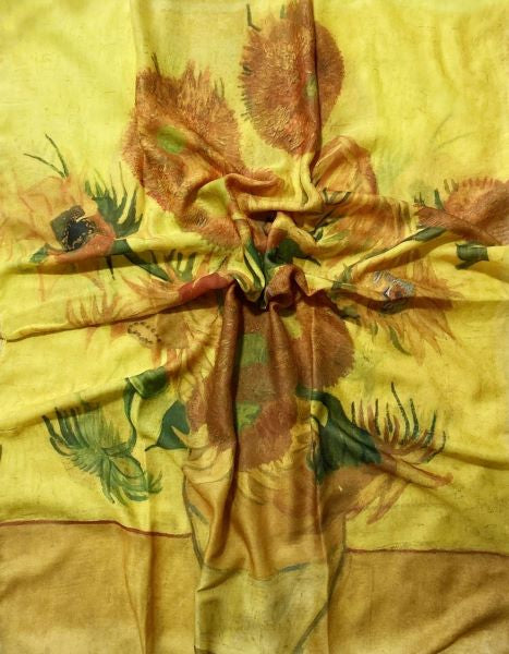 Scarf - Van Gogh Sunflowers Soft Cotton Blend Fabric Scarf / Shawl