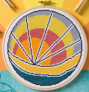 Sunset Beach Cross Stitch Kit with Hoop, Hawthorn Handmade