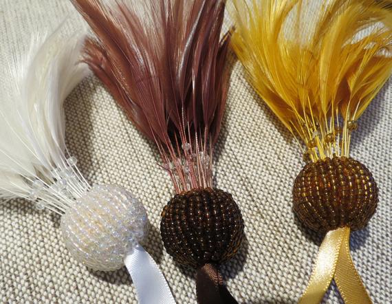 Trimming Tassels, Luxury Beaded Feather Tassels, Premium Feather Tassel (3 colours)