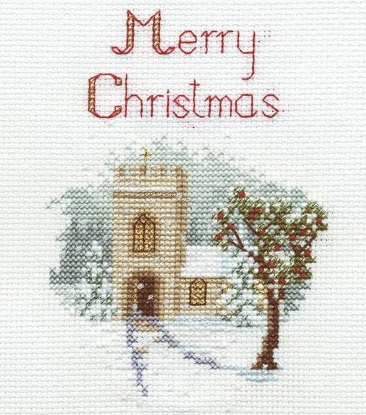 The Church Cross Stitch Christmas Card Kit, Derwentwater Designs