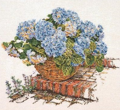 Cross Stitch Kit Blue Hydrangea, Counted Cross Stitch, Thea Gouverneur