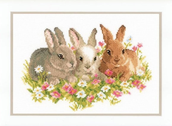Three Bunny Rabbits Cross Stitch Kit, Vervaco pn-0143866