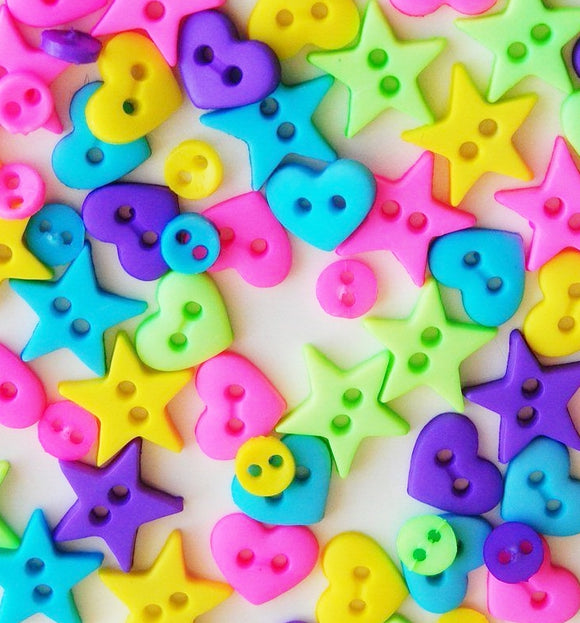 Tiny Buttons Embellishments - Micro Neon Shapes 5mm Button Pack