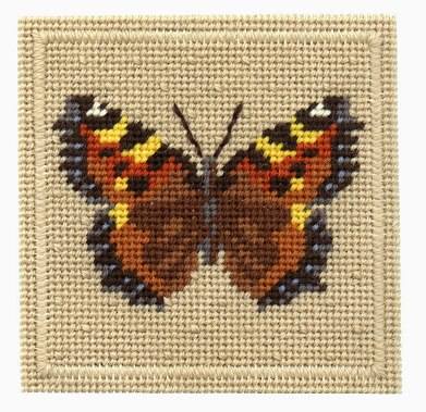 Tortoiseshell Butterfly Tapestry Kit, Mini Needlepoint, One Off Needlework