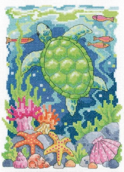 Turtle Cross Stitch Kit, Heritage Crafts -Karen Carter