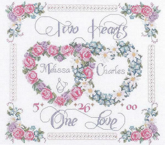 Two Hearts One Love Cross Stitch Kit Janlynn 080-0410