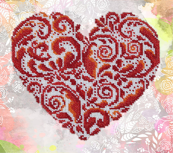 Bead Embroidery Kit Lace Heart Bead Work Embroidery Kit VDV