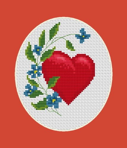 Valentine Heart Cross Stitch Kit Mini, Luca-s B1060