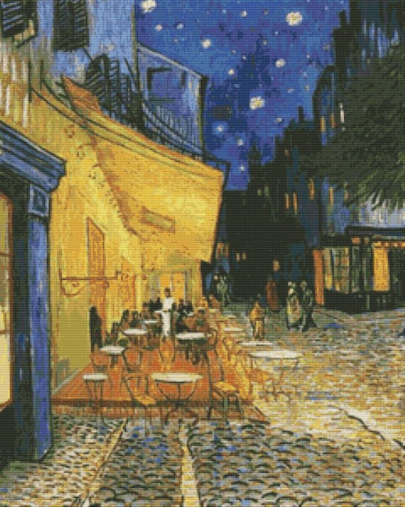 Cafe Terrace Arles at Night, Van Gogh Cross Stitch Kit