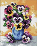 Vase of Pansies NO-COUNT Printed Cross Stitch Kit, Needleart World N240-054