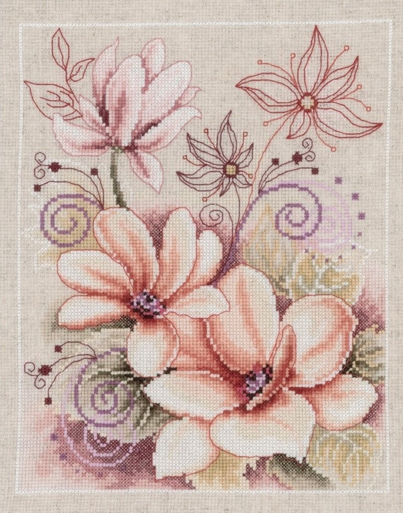 Peony Counted Cross Stitch Kit, Vervaco pn-0145134
