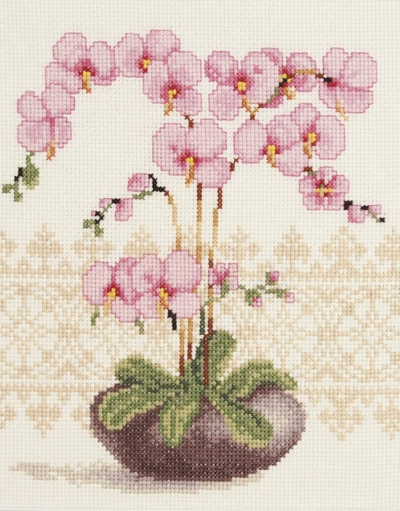 Pink Orchid Counted Cross Stitch Kit, Vervaco pn-0012173