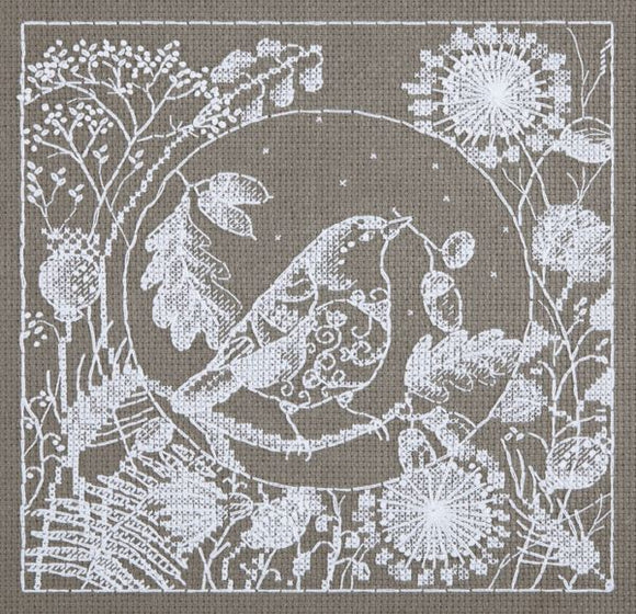 White Lace Bird Cross Stitch Kit, Panna PT-1865