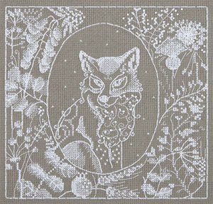 White Lace Fox Cross Stitch Kit, Panna J-1950