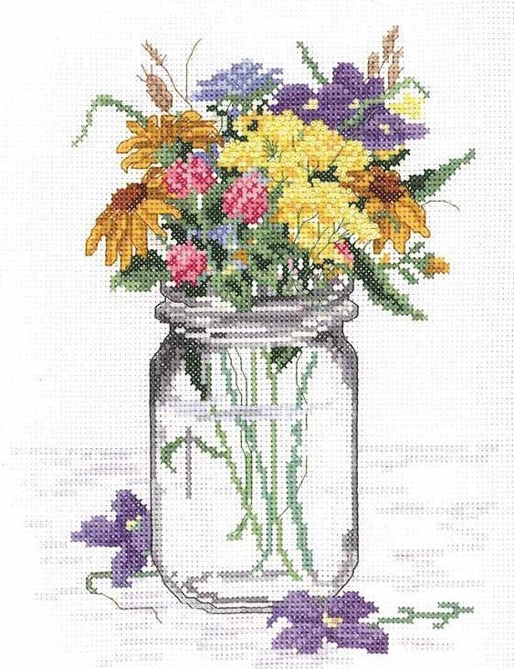 Wildflower Jar Cross Stitch Kit, Janlynn 017-0112