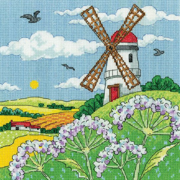 Windmill Landscape Cross Stitch Kit, Heritage Crafts -Karen Carter