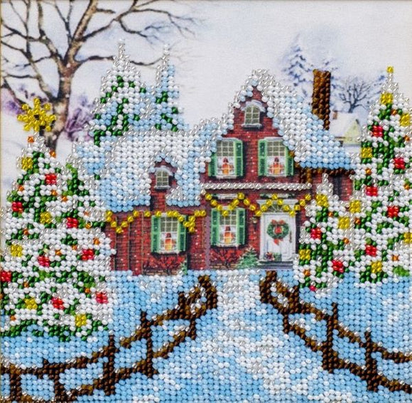 Winter Cottage Bead Embroidery Kit, Bead Work Kit VDV, TN-1305