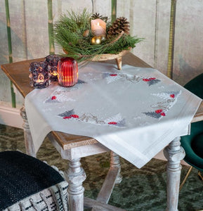 Winter Christmas Landscape Tablecloth PRINTED Cross Stitch Kit, Embroidery Vervaco PN-PN-0179166