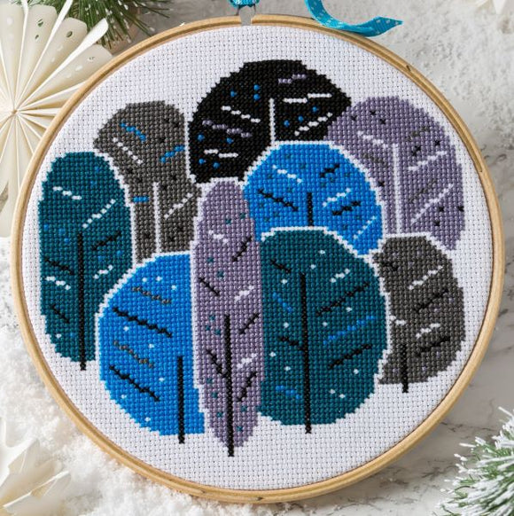 Winter Trees Cross Stitch Kit with Hoop, Hawthorn Handmade