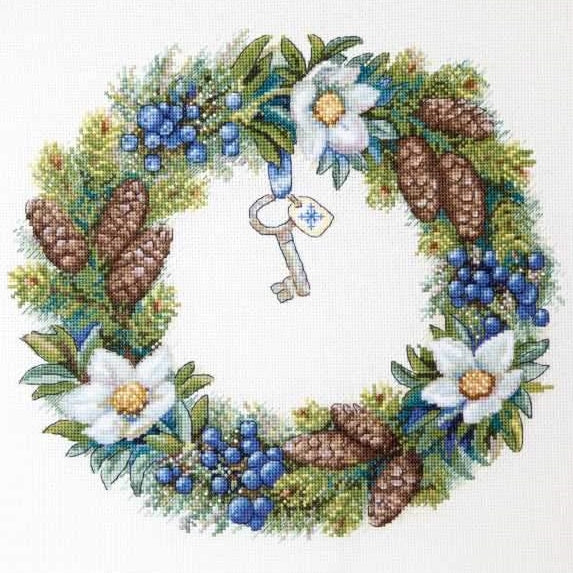 Winter Wreath Cross Stitch Kit, Merejka K-104