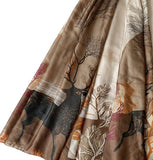 SILK Scarf -  Naive Art Woodland Stag Silk Fabric Scarf / Shawl