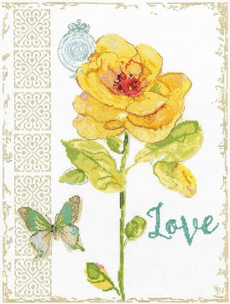 Yellow Floral, Love Cross Stitch Kit, Design Works 3416