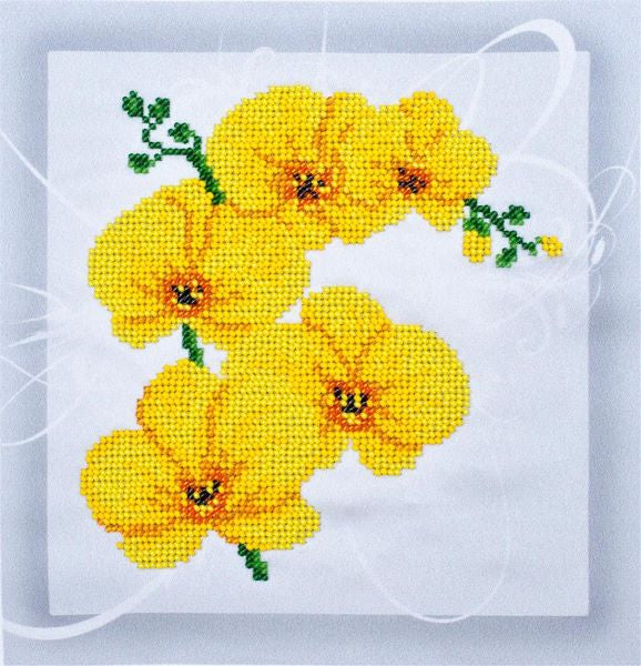 Yellow Orchid Bead Embroidery Kit, Bead Work Embroidery Kit VDV TN-0993