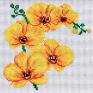 Yellow Orchid Cross Stitch Kit, VDV TM-0116