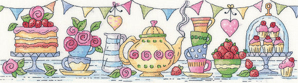 Afternoon Tea Cross Stitch Kit, Heritage Crafts -Karen Carter