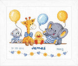 Animal Cheer Birth Sampler Cross Stitch Kit, Vervaco pn-0143720