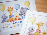 Animal Cheer Birth Sampler Cross Stitch Kit, Vervaco pn-0143720
