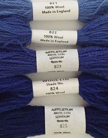Appleton Tapestry Wools - Royal Blue Set, 10m Skeins 821-825