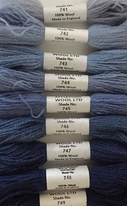 Appleton Tapestry Wools - Bright China Blue Set, 10m Skeins 741-749