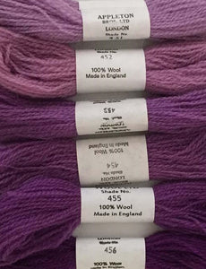 Appleton Tapestry Wools - Bright Mauve Set, 10m Skeins 451-456