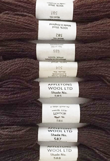 Appleton Tapestry Wools - Brown Groundings Set, 10m Skeins 581-588