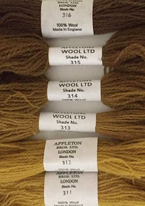 Appleton Tapestry Wools - Brown Olive Set, 10m Skeins 311-316