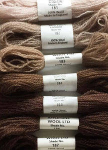 Appletons Tapestry Wool - Chocolate Set, 10m Skeins 181 - 187