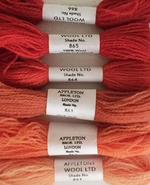Appleton Tapestry Wools - Coral Set, 10m Skeins 861-866